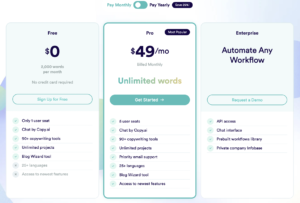 Copy AI pricing