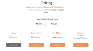 Storylab.ai Pricing